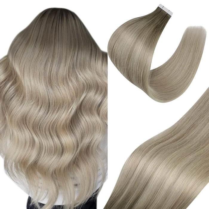 sunny hair balayage tape in brown hair extensions seamless straight tape hairpieces tape in real human hair blonde balayage glue on brown human hair seamless brown tape on extensions human hair blonde