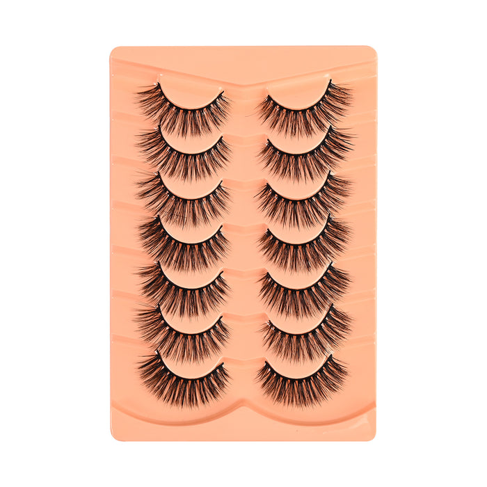 7 Pairs of False Eyelashes Natural Look Fluffy Cat Eye Wispy Lashes Pack