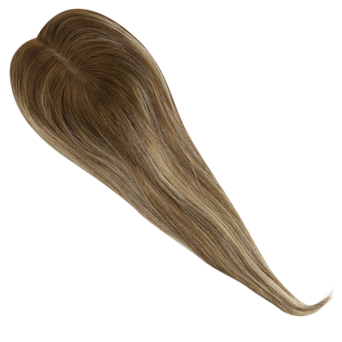 mono topper hair,Mono Topper,human hair topper,high quality virgin hair extensions,hair topper women,hair topper wig,hair topper silk base,hair topper,best hair extensions,hair extensions for thin hair,best clip in hair extensions,clip-in hair extensions,18 inch hair extensions,brown highlight,blonde highlight,Hair Volumizers,Clip-In Hair Volumizers