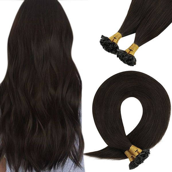 Keratin U Tip Remy Human Hair Extensions Brown #2